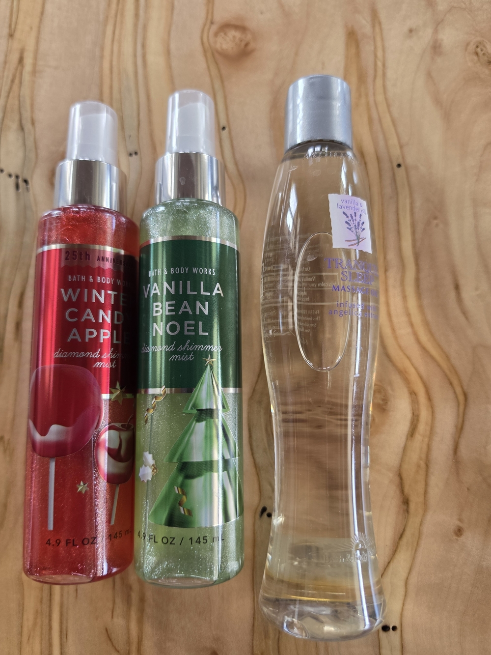 Bath & Body Works Diamond Shimmer Mist (2) & Aromatherapy Massage Oil - NEW